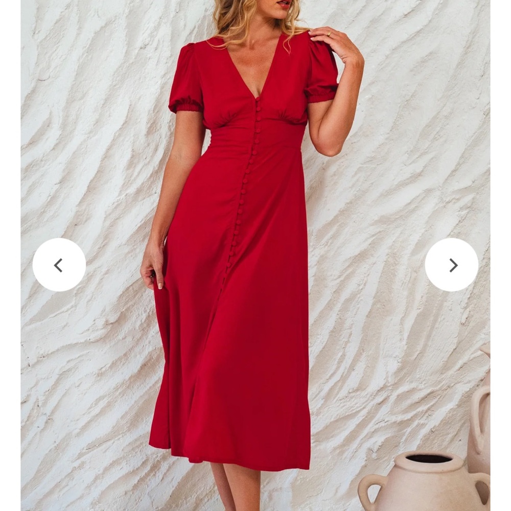 Elegant Red Midi Dress